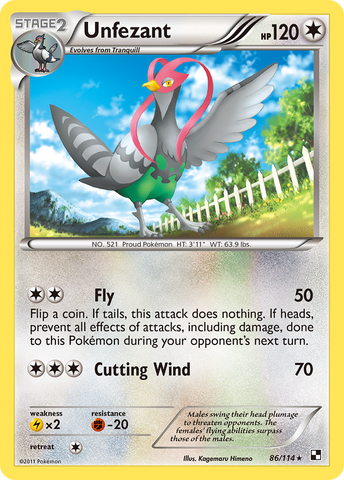 Unfezant (86/114) [Black &amp; White: Base Set] 