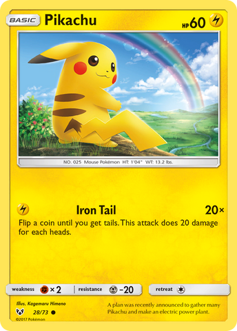 Pikachu (28/73) (Cosmos Holo) [Sun &amp; Moon: Shining Legends] 