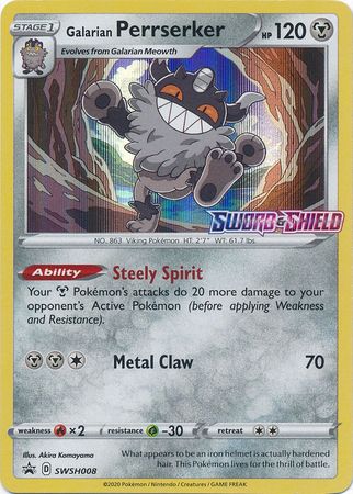 Galarian Perrserker (SWSH008) (Prerelease Promo) [Sword &amp; Shield: Black Star Promos] 