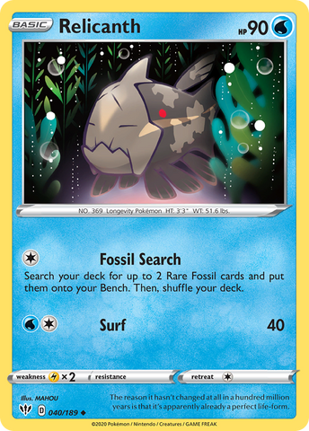Relicanth (040/189) [Sword &amp; Shield: Darkness Ablaze] 