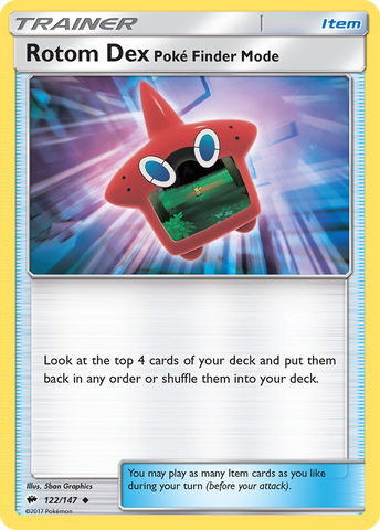 Rotom Dex Poke Finder Mode (122/147) [Sun &amp; Moon: Burning Shadows] 